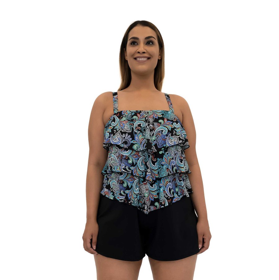 Siwmwear Fit4U Fit 4 Ur Hips Plus | Fit 4 Ur Hips 3 Tier V Hem Bandeau Romper Whimsical