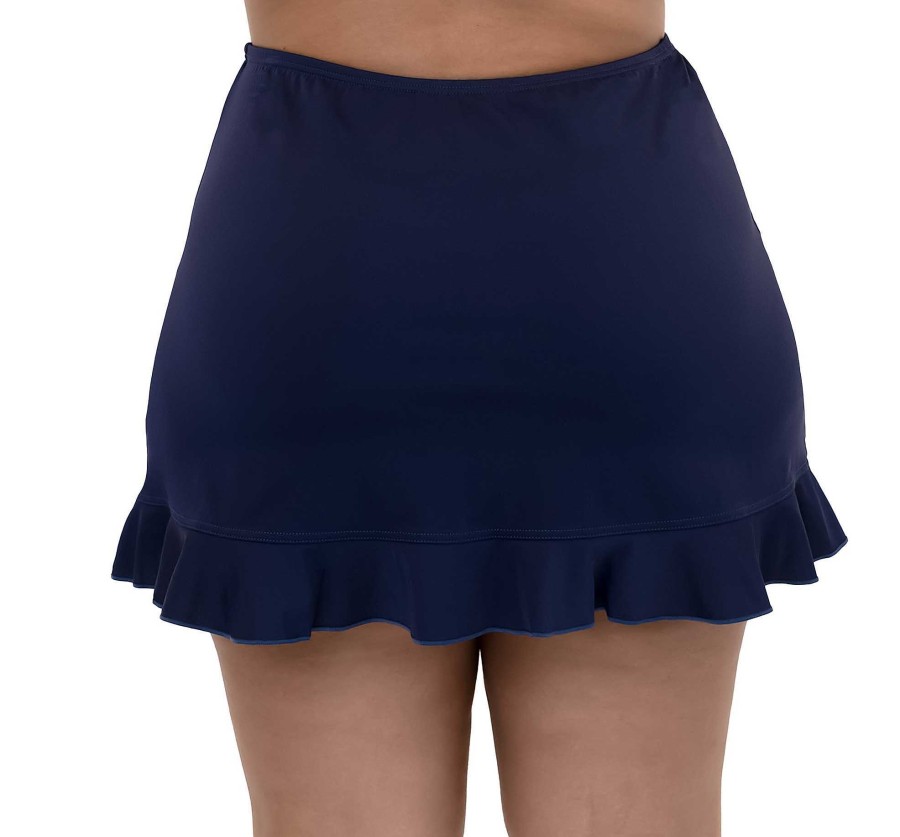 Siwmwear Fit4U Plus Size Bottoms | Fit 4 Ur Hips Solid Skirt W/ Flounce