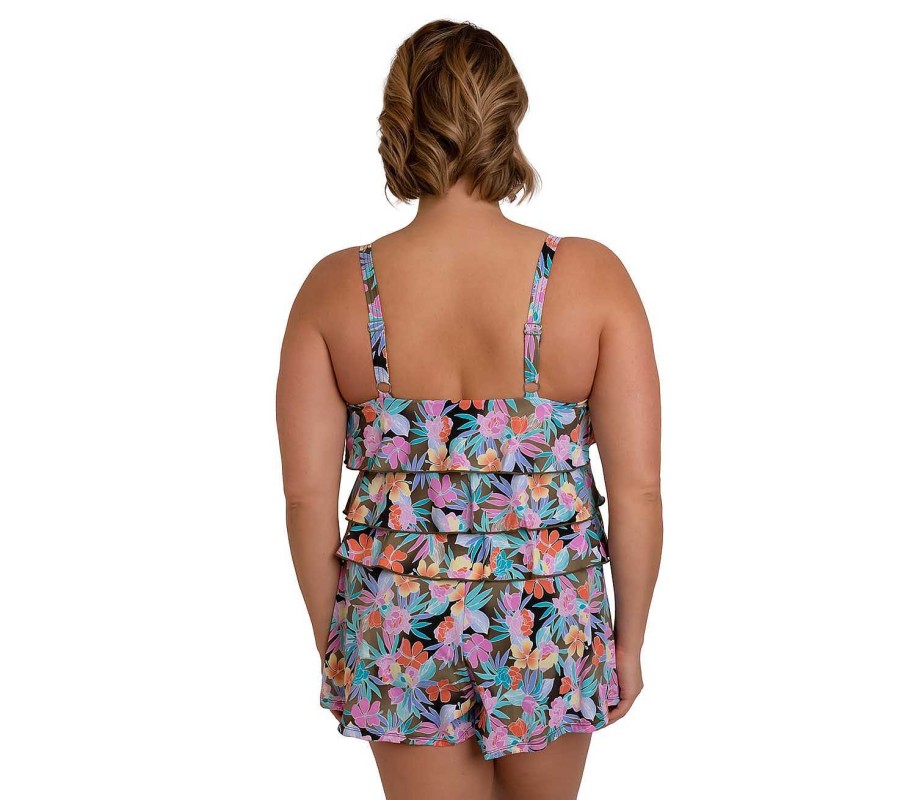 Siwmwear Fit4U Fit 4 Ur Hips Plus | Fit 4 Ur Hips 3 Tier V Hem Bandeau Romper Topaz