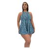 Siwmwear Fit4U Fit 4 Ur Thighs Plus | Fit 4 Ur Thighs Hi Neck Babydoll Dress Aquarius