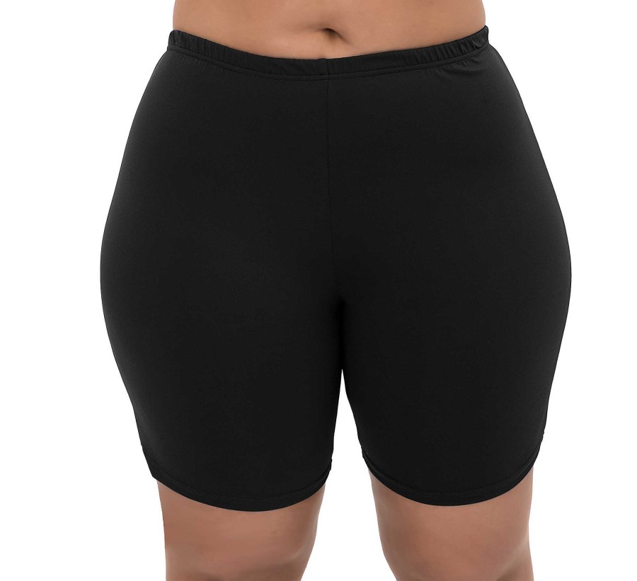 Siwmwear Fit4U Fit 4 Ur Thighs Plus | Fit 4 Ur Thighs Solid Extended Plus Size Bike Short Black