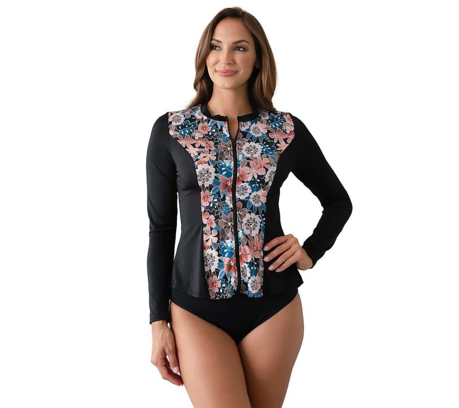 Siwmwear Fit4U Fit4All | Fit 4 All Long Sleeve Zipper Swim Shirt Moon Shadow