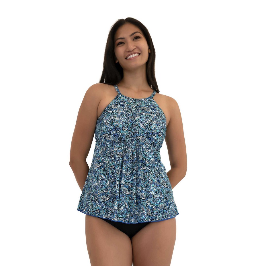 Siwmwear Fit4U Fit 4 Ur Hips | Fit 4 Ur Hips Hi Neck Flared Top Aquarius