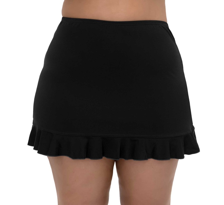 Siwmwear Fit4U Plus Size Bottoms | Fit 4 Ur Hips Solid Skirt W/ Flounce