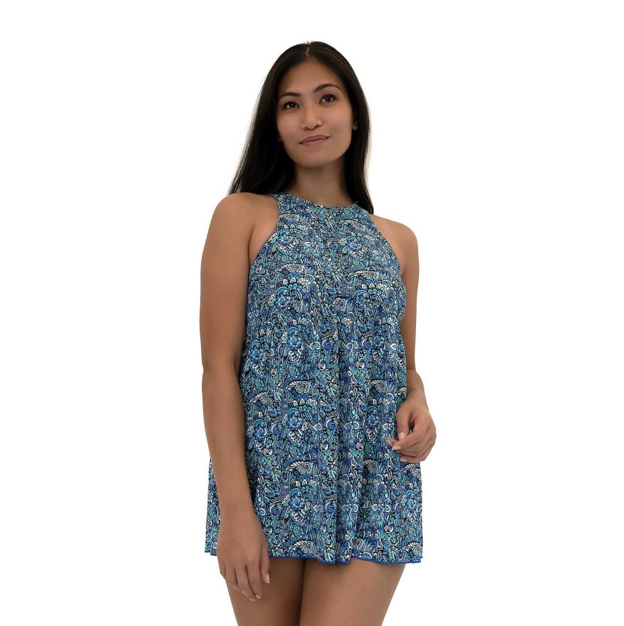 Siwmwear Fit4U Fit 4 Ur Thighs | Fit 4 Ur Thighs Hi Neck Babydoll Dress Aquarius