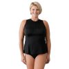 Siwmwear Fit4U Fit4All Plus | Fit 4 All Solid Sleeveless Zipper Swim Shirt Black