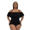 Siwmwear Fit4U Fit4All Plus | Fit 4 All Solid Textured Off The Shoulder Tank Black