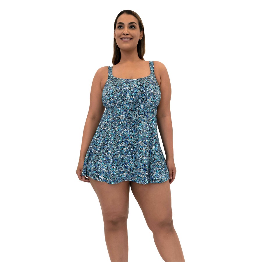 Siwmwear Fit4U Fit 4 Ur Thighs Plus | Fit 4 Ur Thighs Drawstring Dress Aquarius