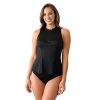 Siwmwear Fit4U Fit4All | Fit 4 All Solid Sleeveless Zipper Swim Shirt Black