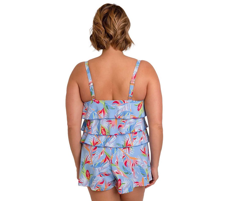 Siwmwear Fit4U Fit 4 Ur Hips Plus | Fit 4 Ur Hips 3 Tier V Hem Bandeau Romper Dawn