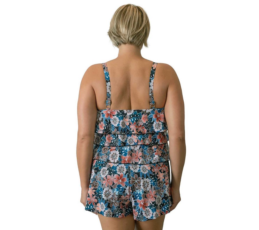 Siwmwear Fit4U Fit 4 Ur Hips Plus | Fit 4 Ur Hips 3 Tier V Hem Bandeau Romper Moon Shadow