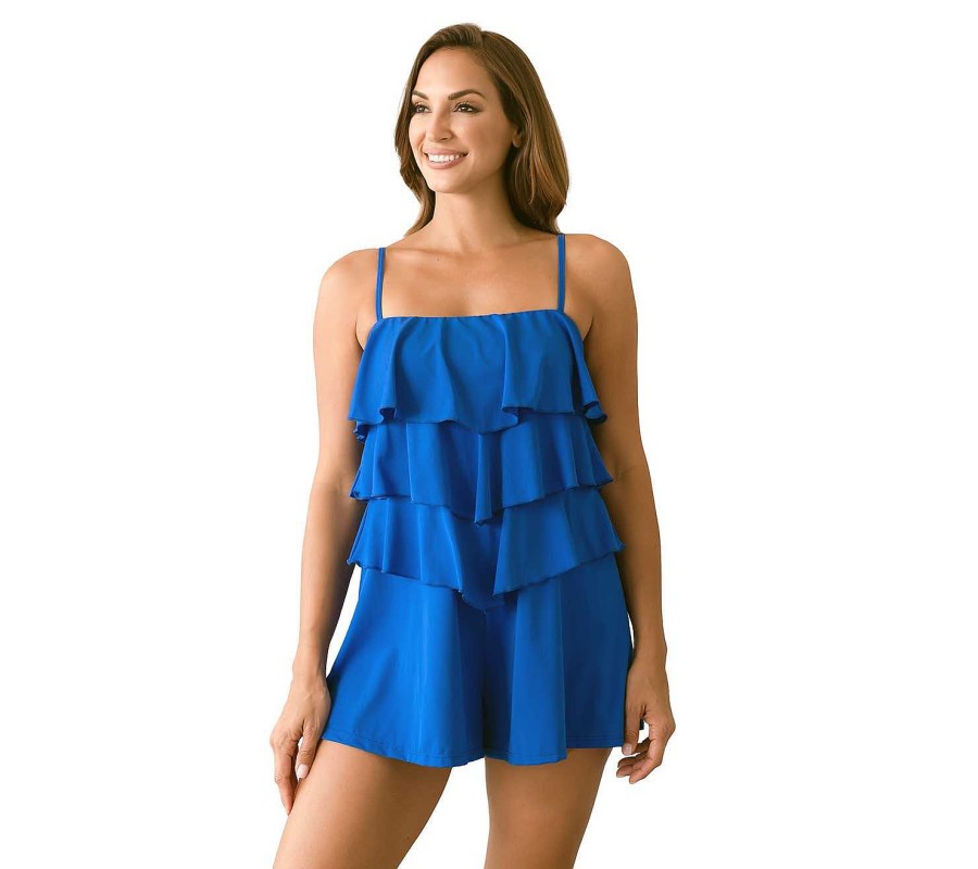 Siwmwear Fit4U Fit 4 Ur Hips | Fit 4 Ur Hips Solid 3 Tier V Hem Bandeau Romper