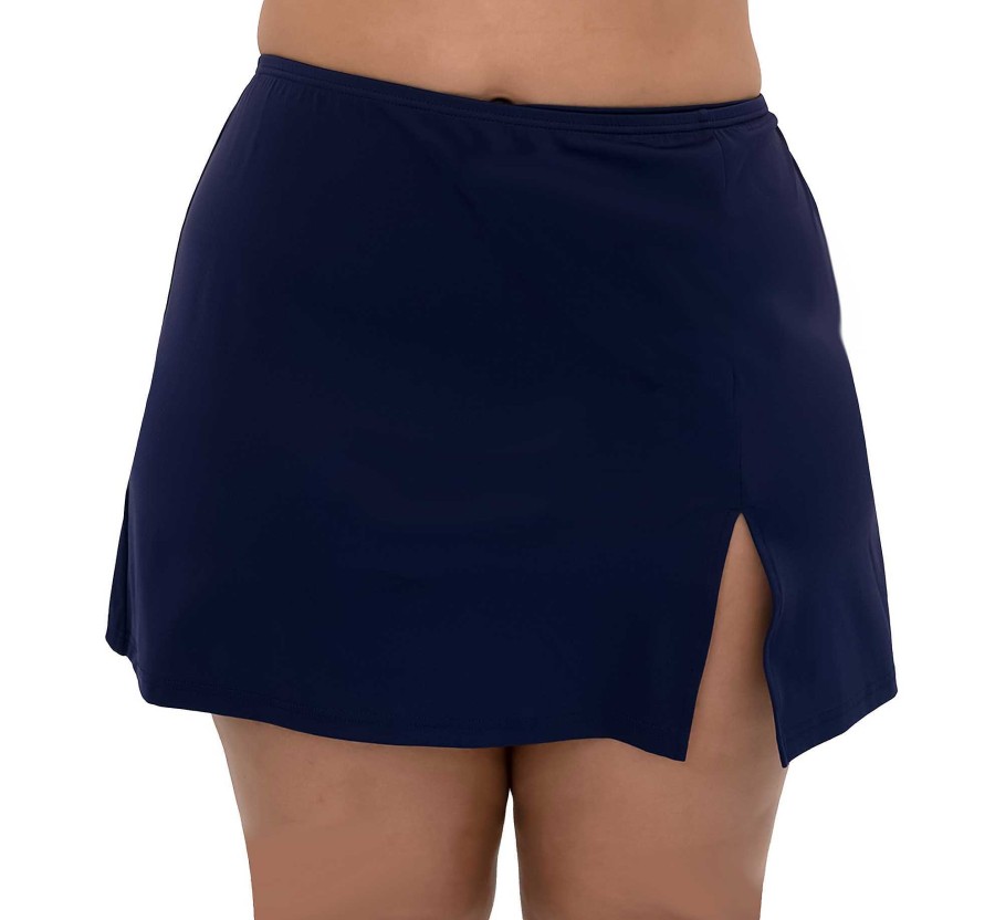 Siwmwear Fit4U Plus Size Bottoms | Fit 4 Ur Hips Solid Skirt W/ Slit