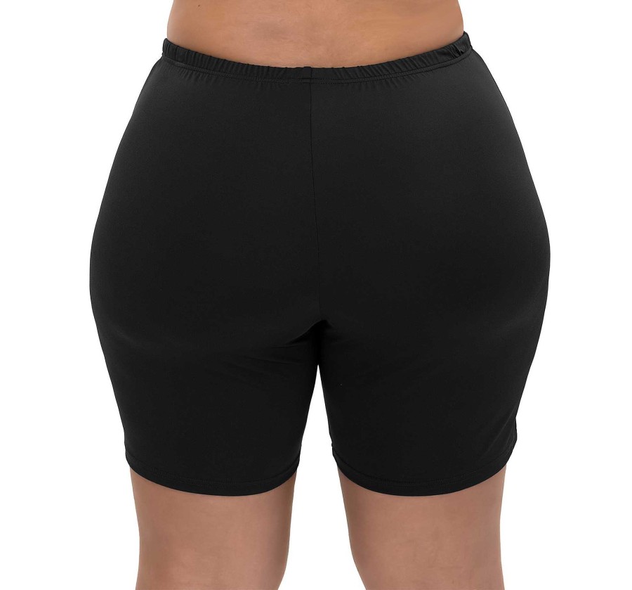 Siwmwear Fit4U Plus Size Bottoms | Fit 4 Ur Thighs Solid Extended Plus Size Bike Short Black