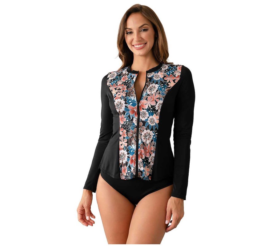 Siwmwear Fit4U Fit4All | Fit 4 All Long Sleeve Zipper Swim Shirt Moon Shadow