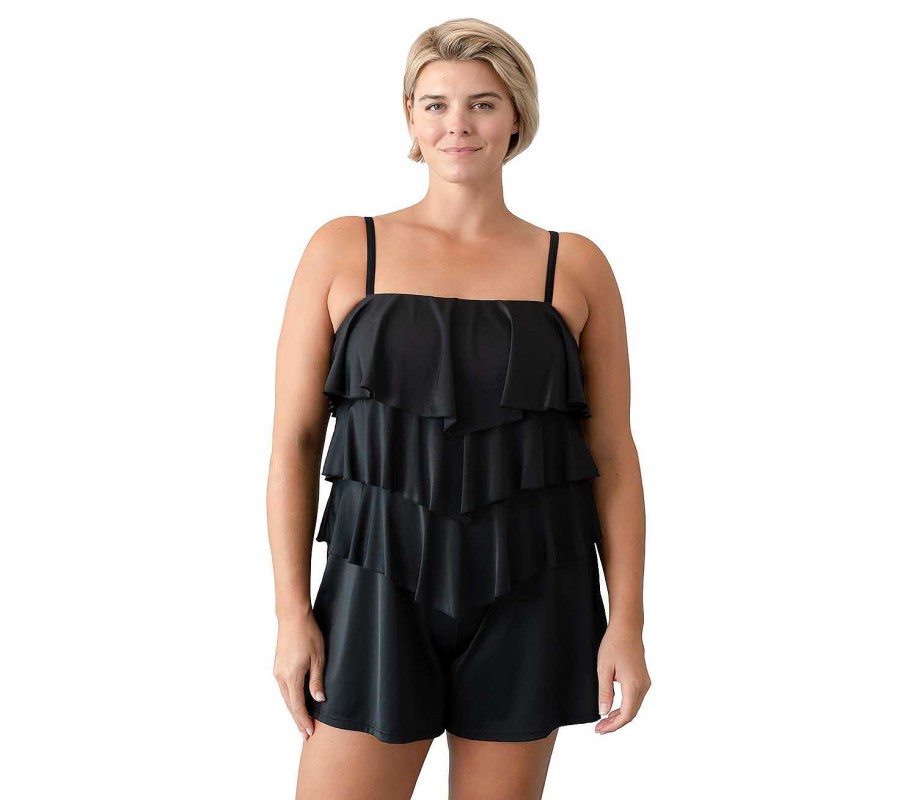 Siwmwear Fit4U Fit 4 Ur Hips Plus | Fit 4 Ur Hips Solid 3 Tier V Hem Bandeau Romper